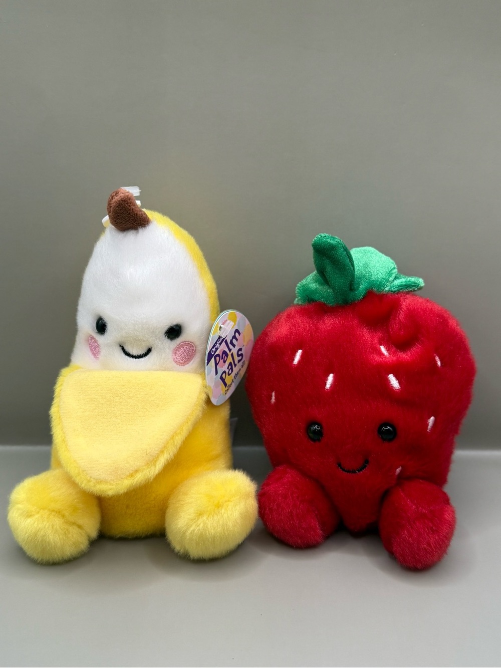 Aurora Palm Pals Banana Peel and Strawberry Plush Stuffed Animal Lot